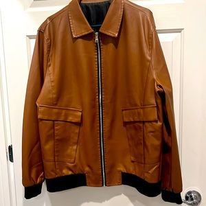 Brown leather Zip front jacket